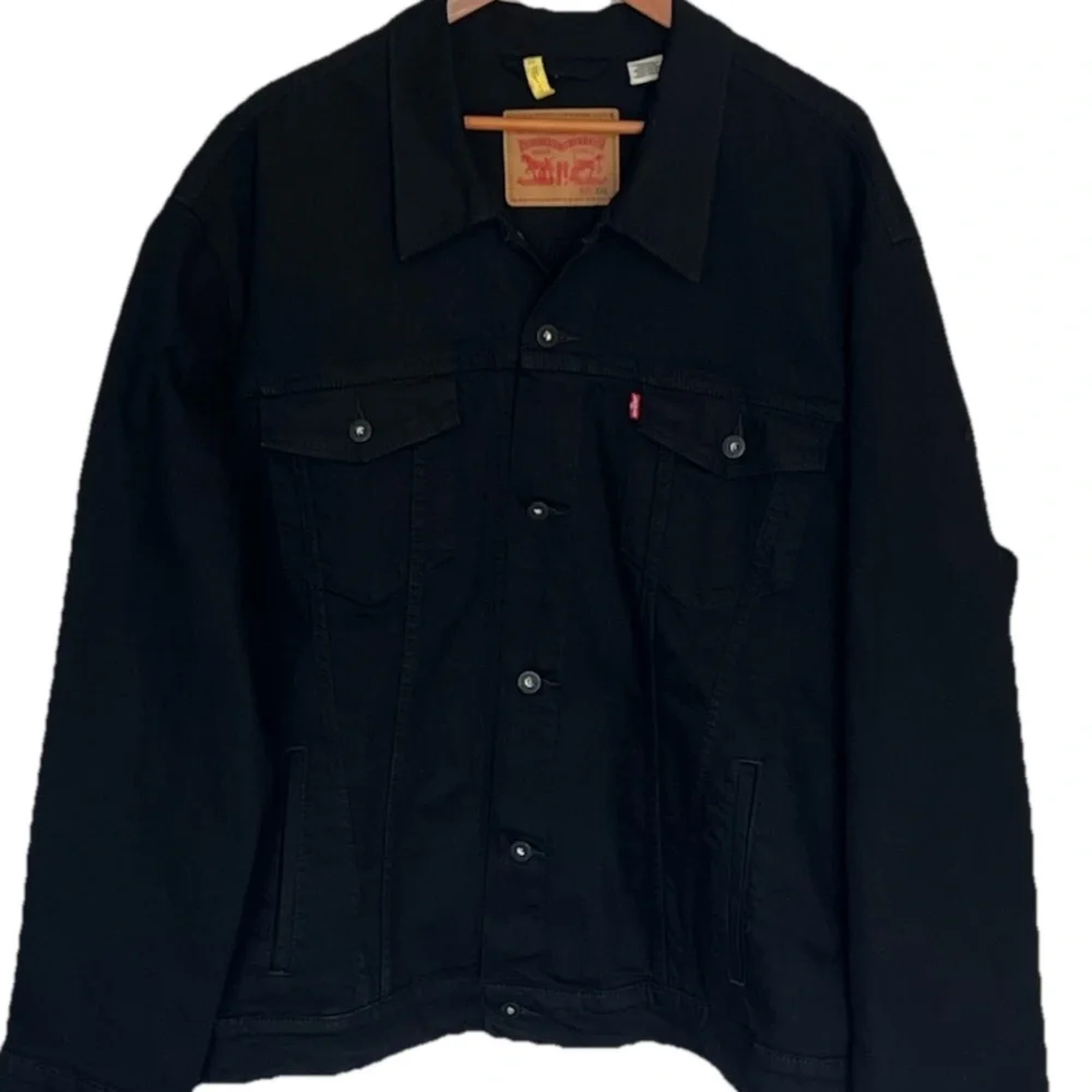 Levi Strauss Trucker Jacket Mens 3XL Black Denim Button Front Classic Cotton - Picture 2 of 5